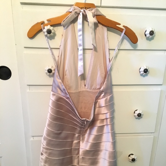 BCBG MAXAZRIA DRESS Size 4 Halter Formal Cocktail Holiday Dress Champagne - Picture 2 of 10